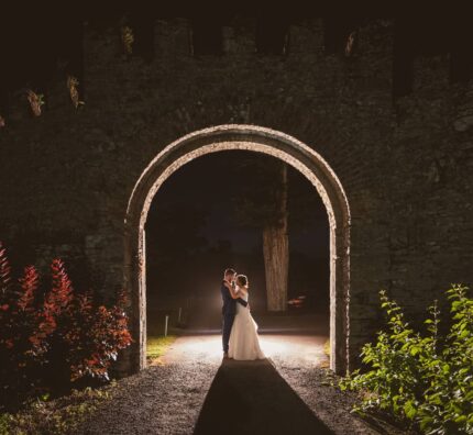 backlit arch bride groom castlemartyr